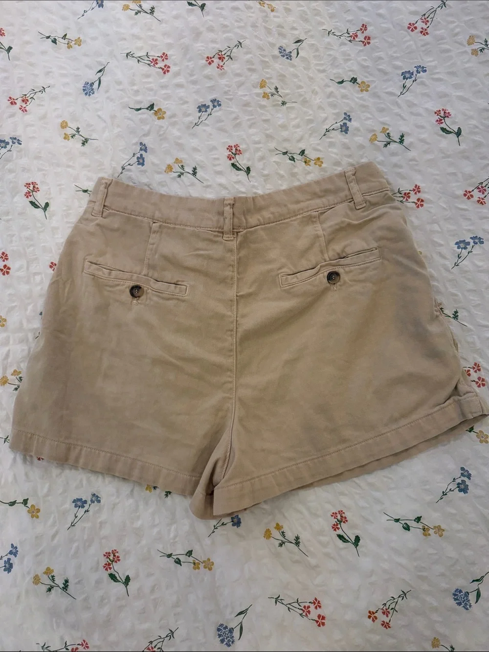 Free People Khaki Pleated High-Rise Women's Shorts 8